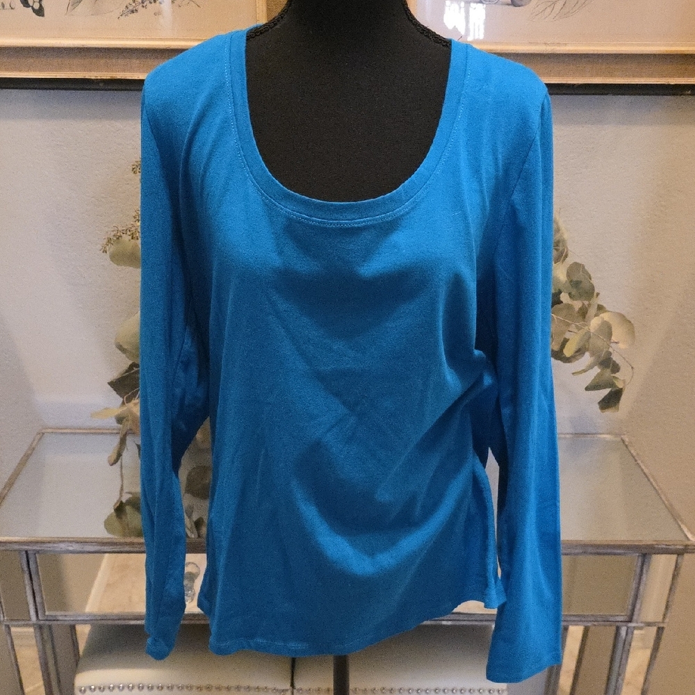 Vibrant Blue Scoop Neck Blouse